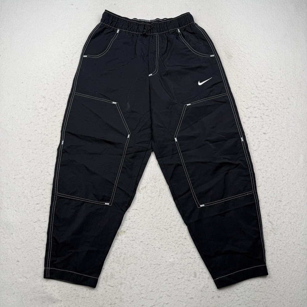 Nike Pants Womens Small Black Woven Track Relaxed Fit Tapered DM6209-010